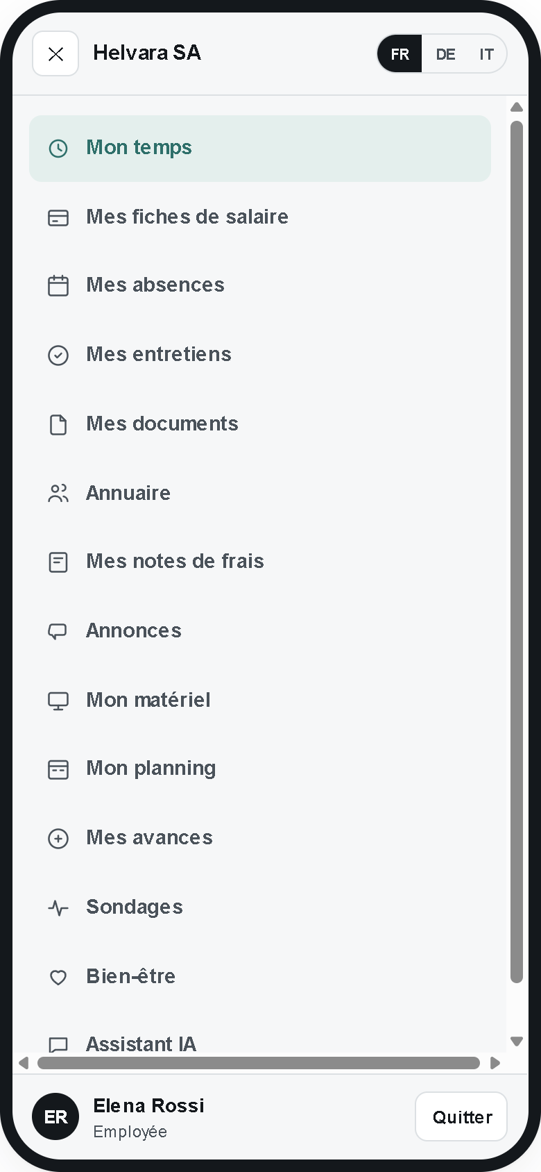 Menu - Helvara mobile