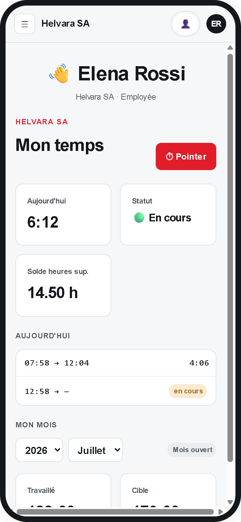 Mon temps - Helvara mobile